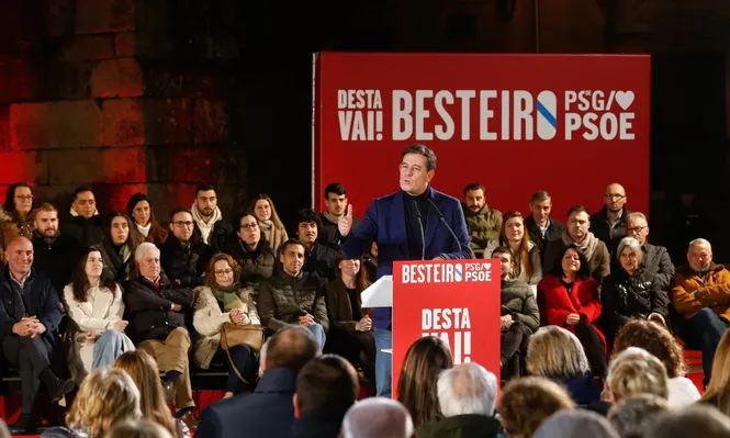 El candidato del Partido de los Socialistas de Galicia (PSdeG) a la Presidencia de la Xunta, José Ramón Gómez Besteiro.