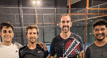 A todo pádel: Santiago Urrutia, Emiliano Alfaro, Diego Godín y Gonzalo “Chory” Castro
