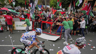 La protesta Pro Palestina en la Vuelta de España obligó a suspender el paso por Bilbao.