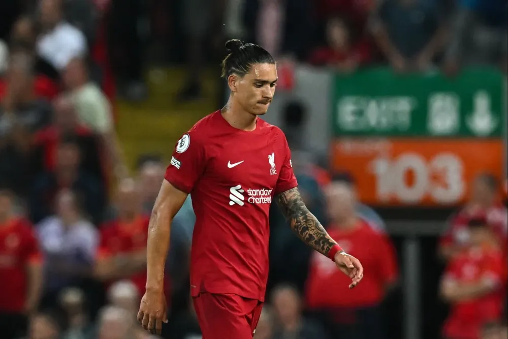 Darwin Núñez jugó un minuto con Liverpool ante Brrighton