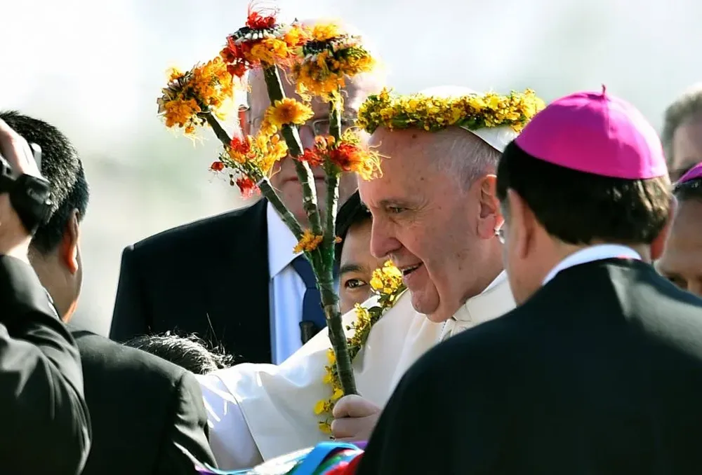 El papa Francisco en el aeropuerto de Tuxtla Gutiérrez, México