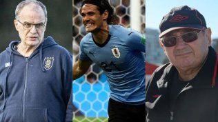 Marcelo Bielsa, Edinson Cavani y Sergio Markarian