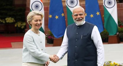 Von der Leyen y el primer ministro de India, Narendra Modi.