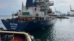 Barco de exportación de granos que opera en puertos de Ucrania.