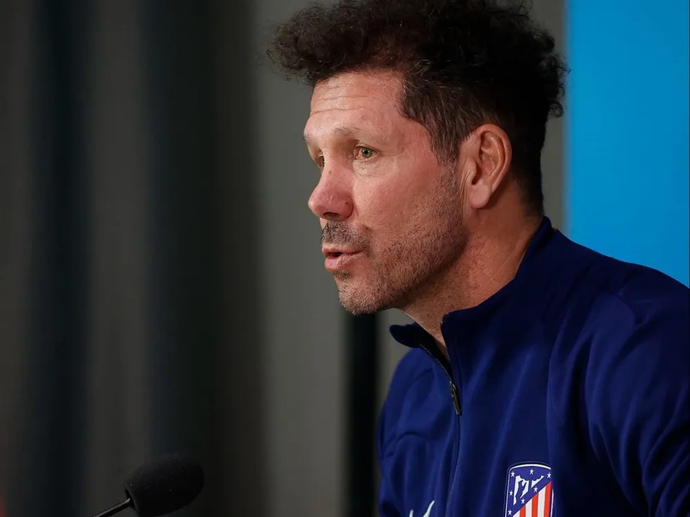 Simeone en rueda de prensa.