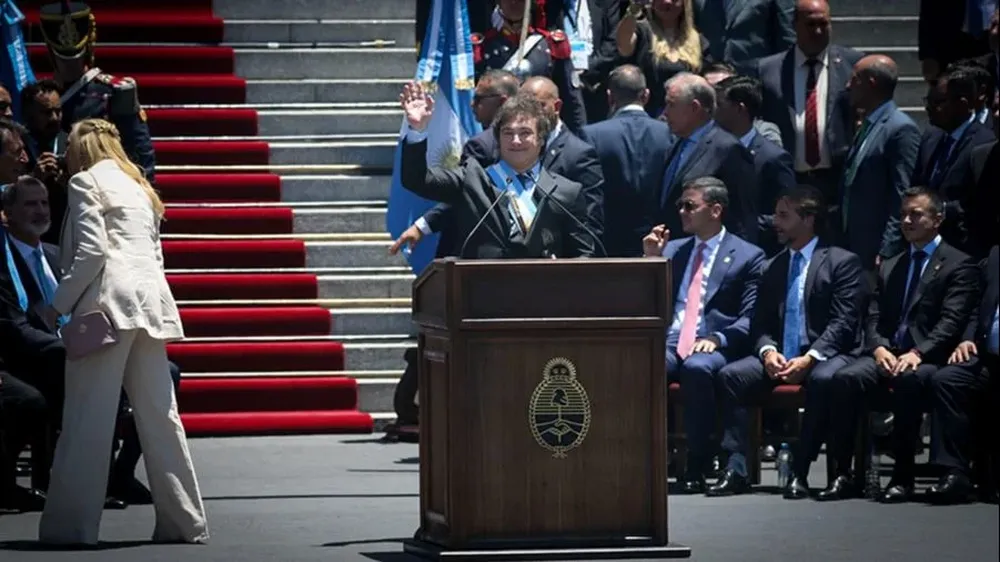 Javier Milei en su primer discurso presidencial