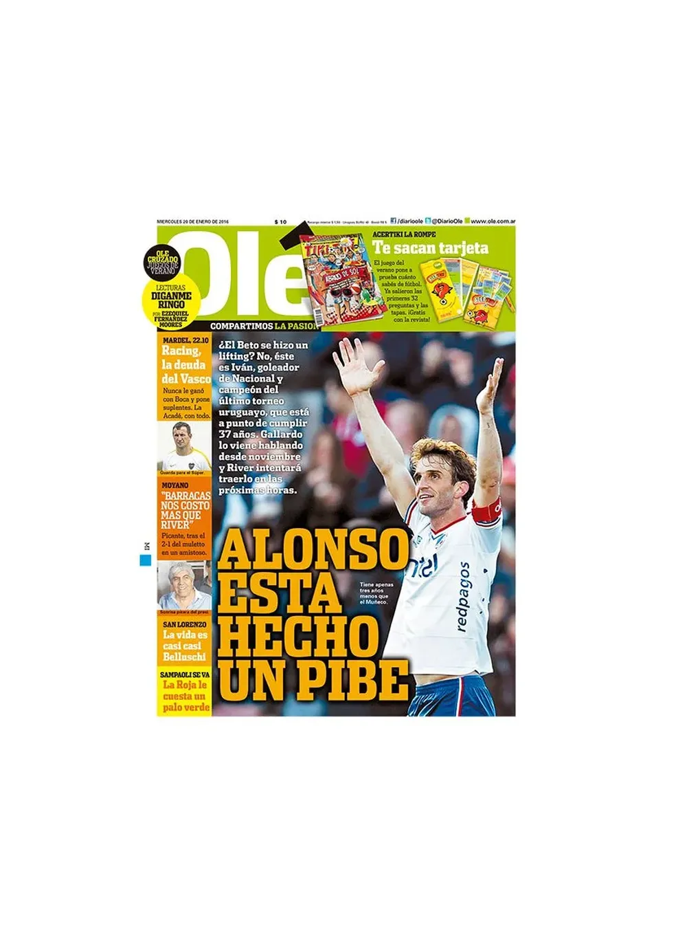 Alonso en la tapa de Olé