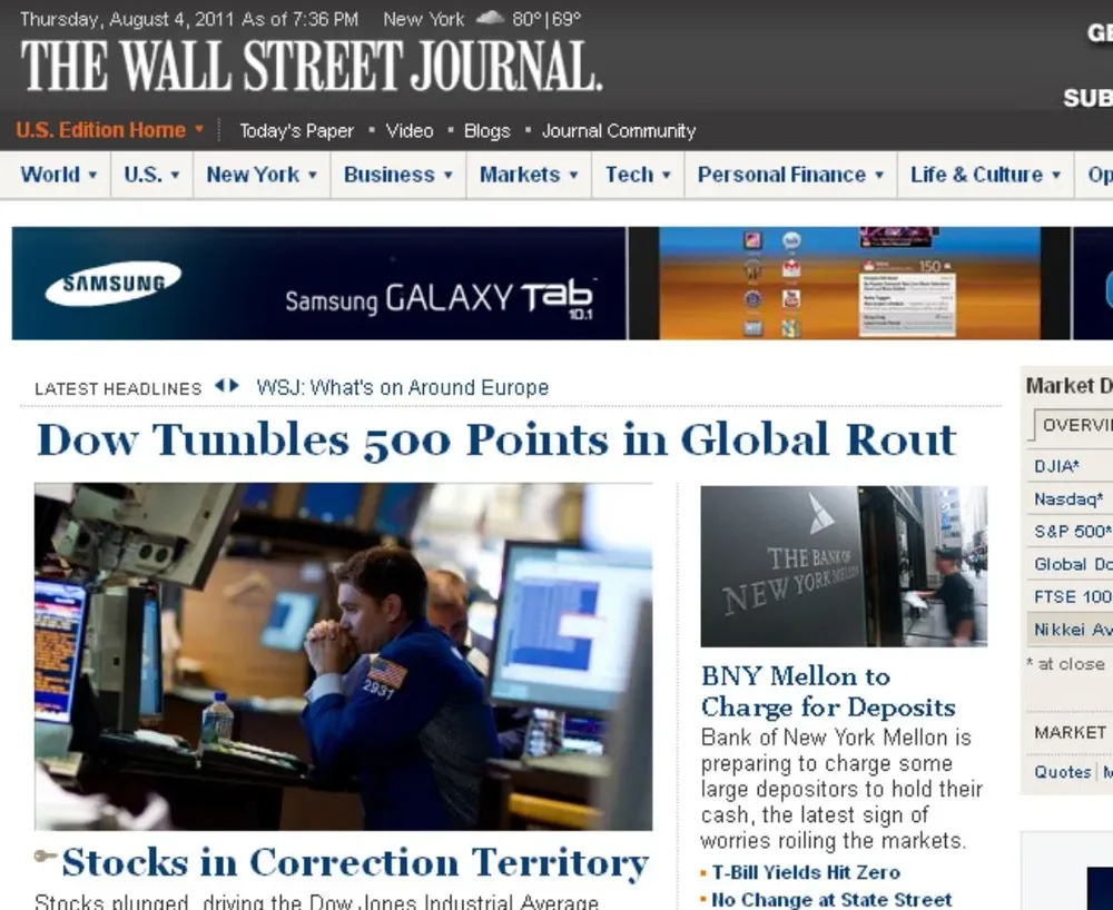 El diario de Wall Street, con la noticia en la portada
