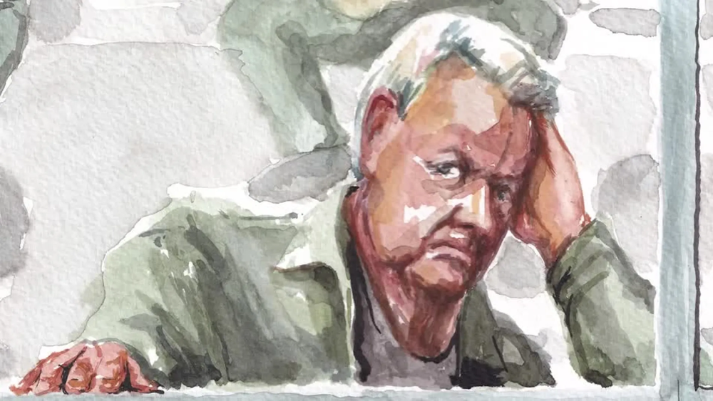 Croquis de la audiencia del caso Pelicot.