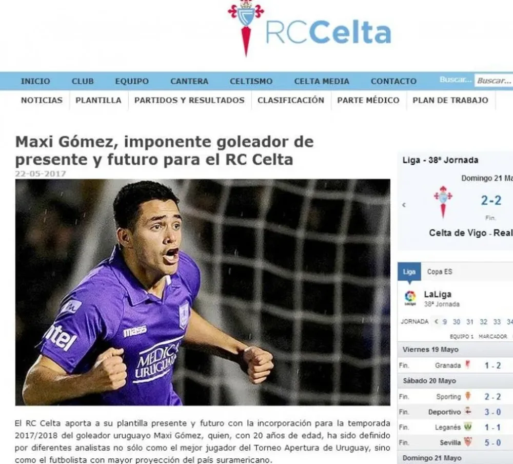 La nota en la web oficial de Celta de Vigo