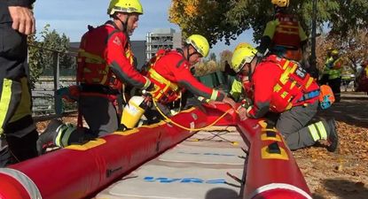 Bomberos participan del simulacro en la ciudad de Madrid. (Ayuntamiento de Madrid)