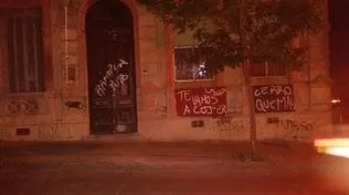 Así quedó la fachada de la sede de Rampla