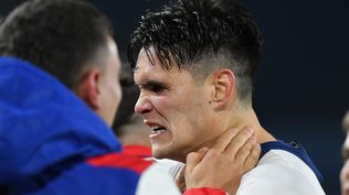 Ruben Bentancourt celebra su gol para Nacional ante Danubio