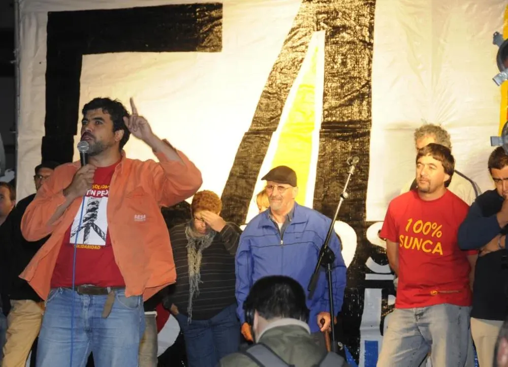 Óscar Andrade hablando en los festejos por el 54º aniversario del Sunca