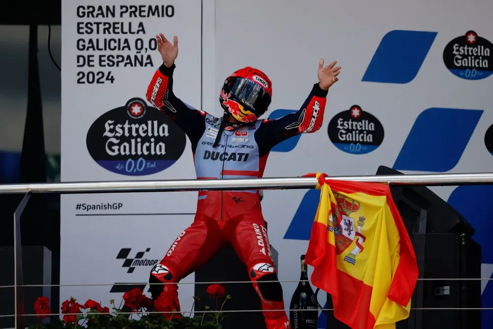 Marc Márquez celebró con todo el haber hecho podio con Ducati