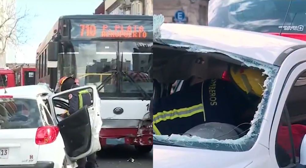 Un ómnibus de Copsa y un auto chocaron