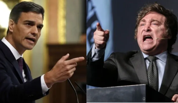 Javier Milei y Pedro Sánchez