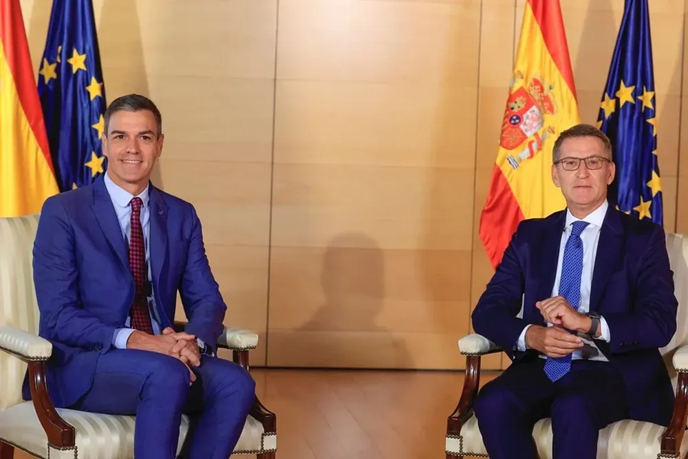 La reunión entre Núñez Feijóo y Pedro Sánchez.