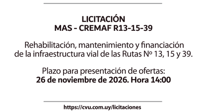 llamado a licitacion: mas ? cremaf r13 ? 15 - 39
