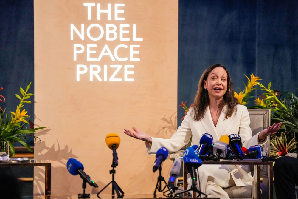 María Corina Machado recibió el Premio Nobel de la Paz 2025 en Noruega, Oslo.