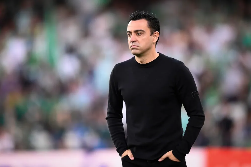 Xavi en rueda de prensa.