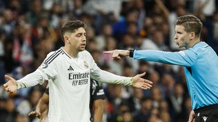 Fede Valverde durante el partido de vuelta de cuartos de final de la Liga de Campeones que Real Madrid y Arsenal