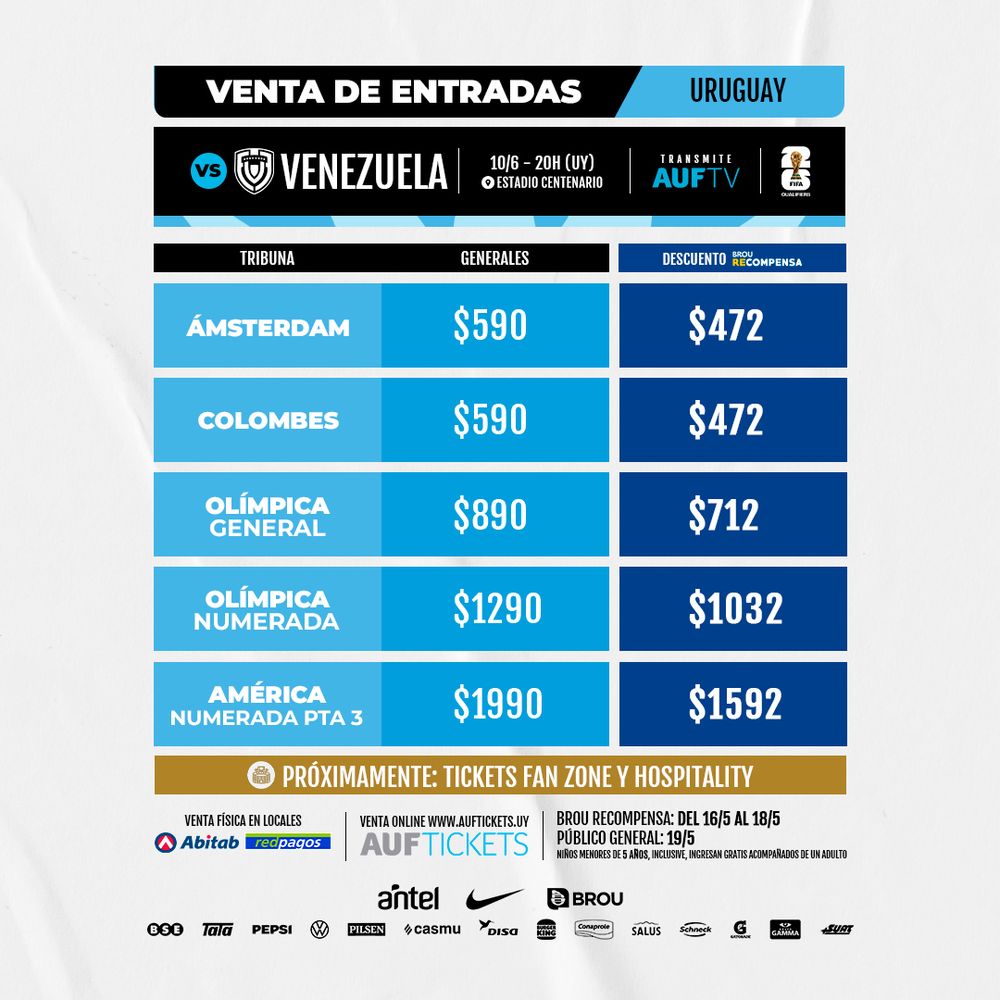 Entradas para Uruguay vs Venezuela