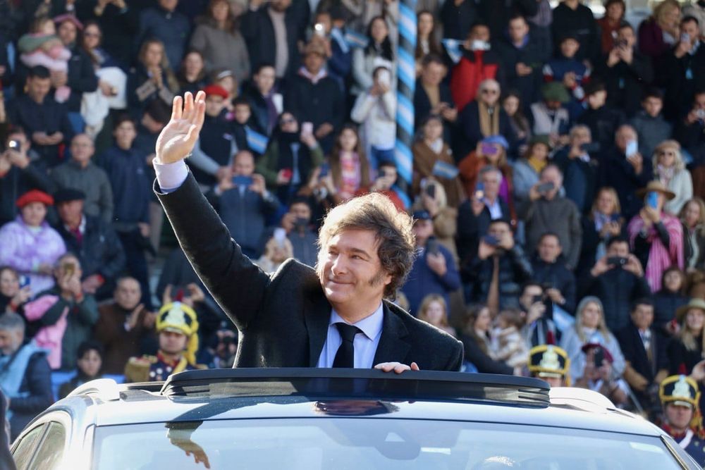 La llegada de Javier Milei a La Rural.