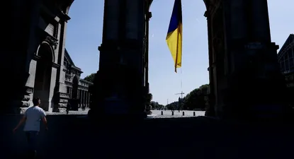 Bandera de Ucrania en Bruselas, Bélgica
