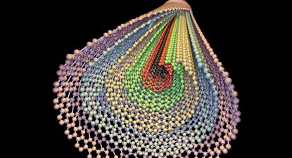 Un nanotubo de paredes múltiples que se abre y despliega para crear láminas largas y delgadas.