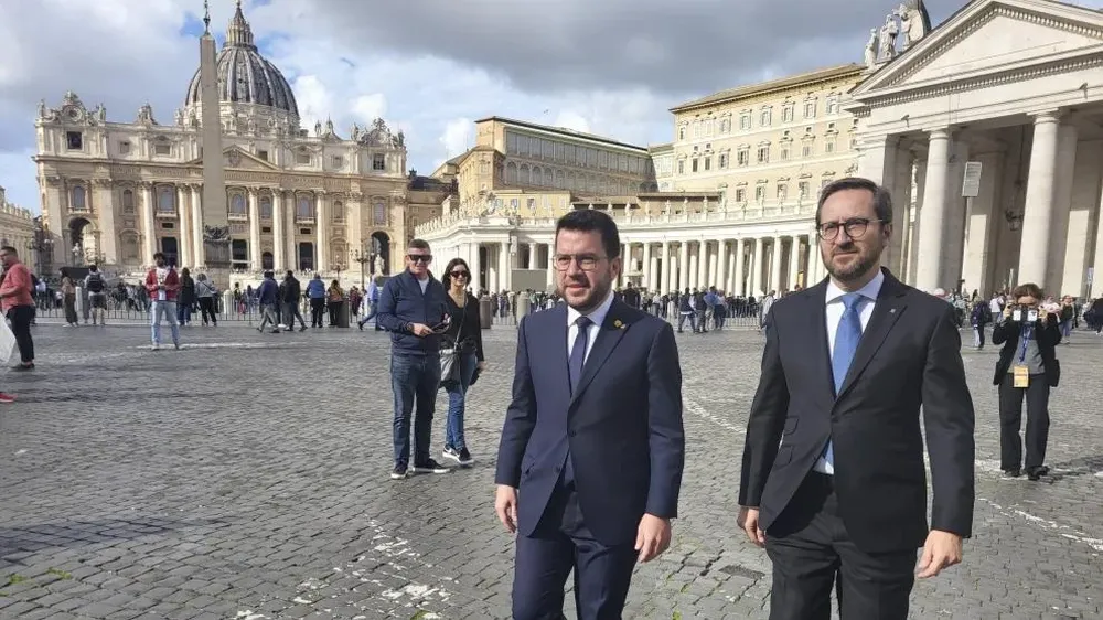Pere Aragonés a su llegada al Vaticano