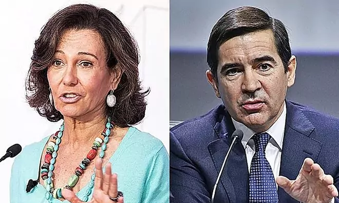 Ana Botín, presidenta de Banco Santander, y Carlos Torres, presidente de BBVA.