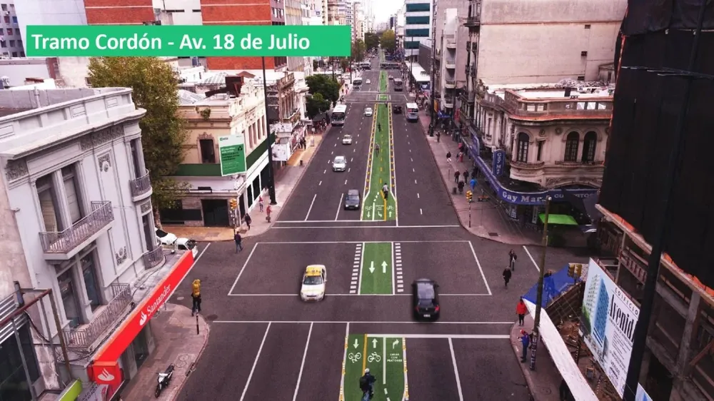 Proyección del tramo de la bicisenda en 18 de julio