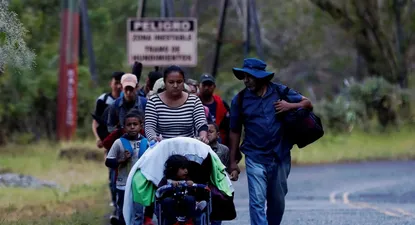 Caravana migrante rumbo a la ciudad de Guatemala