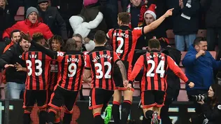 Los jugadores de Bournemouth en pleno festejo final