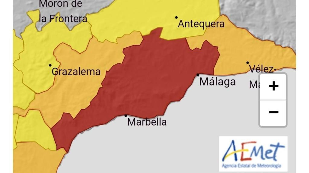Riesgo máximo en Málaga y Cataluña.