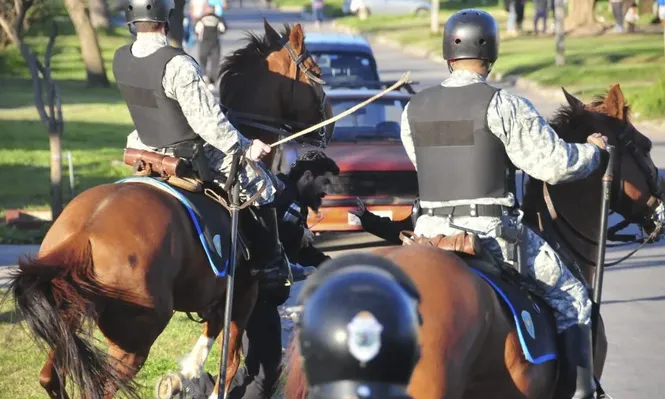 La policía a la carga en las inmediaciones de Jardines
