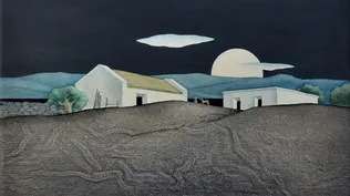 Estancia y luna, un óleo de de Jorge Damiani
