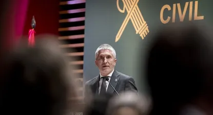 El ministro de Interior, Fernando Grande-Marlaska, interviene durante la entrega de los Premios Guardia Civil 2023 en la Dirección General de la Guardia Civil, a 18 de enero de 2024, en Madrid