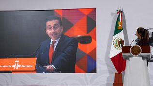 La presidenta de México, Clauda Sheinbaum, observa el discurso de José Manuel Albares, en directo. EFE. La presidenta de México, Clauda Sheinbaum, observa el discurso de José Manuel Albares, en directo. EFE.