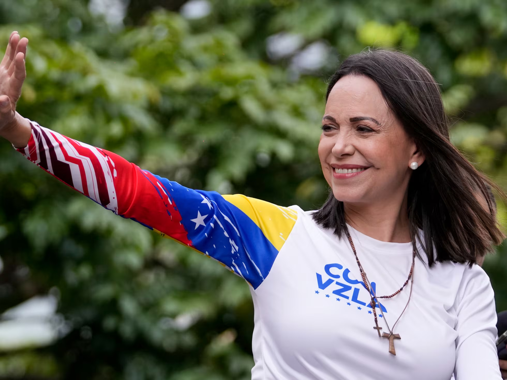 María Corina Machado, líder de la oposición de Venezuela, premio Nobel de la Paz.
