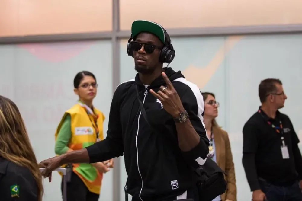 Usain Bolt en su llegada a Río
