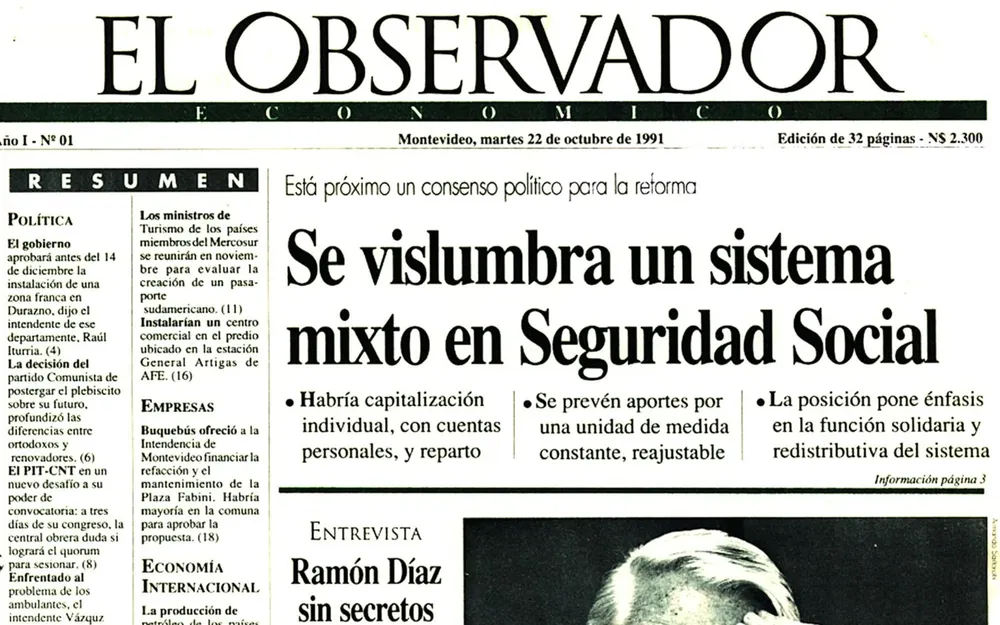 La primera edición de El Observador se publicó el martes 22 de octubre de 1991