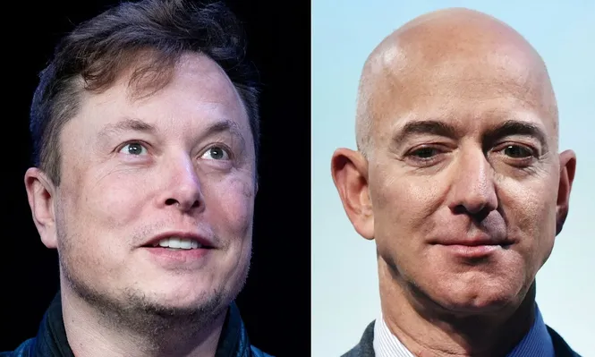 Elon Musk (izquierda) y Jeff Bezos (derecha).