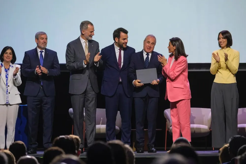 Los reyes Felipe VI y Letizia durante un acto el lunes en Gran Canaria.