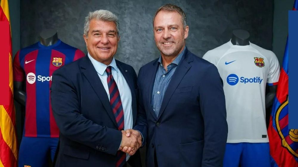 Hansi Flick y Joan Laporta&nbsp;