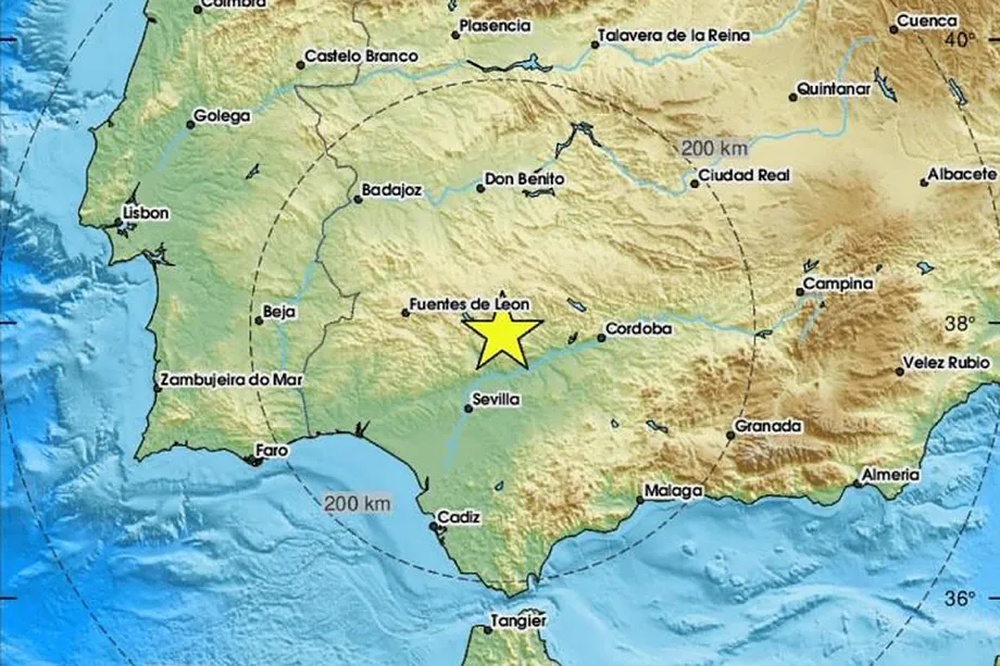 El epicentro del terremoto, en Sevilla y Córdoba.