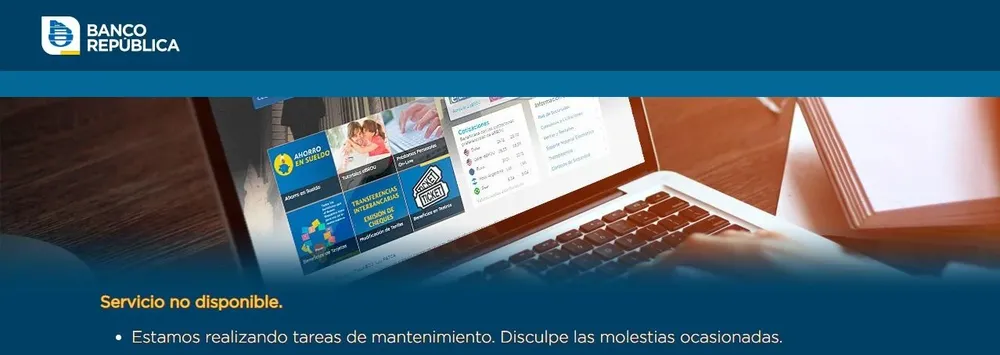 Así se ve la web del BROU a raíz de la falla en el sistema