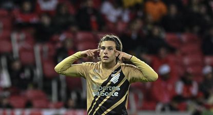Agustín Canobbio festeja su gol ante Inter