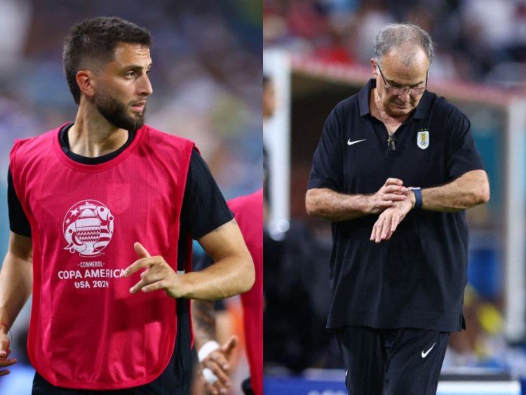 Rodrigo Bentancur y Marcelo Bielsa en la Copa América